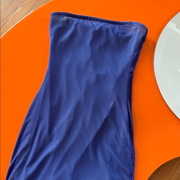 Blue Strapless form fitting maxi Dress XXS - Picture 3 of 4